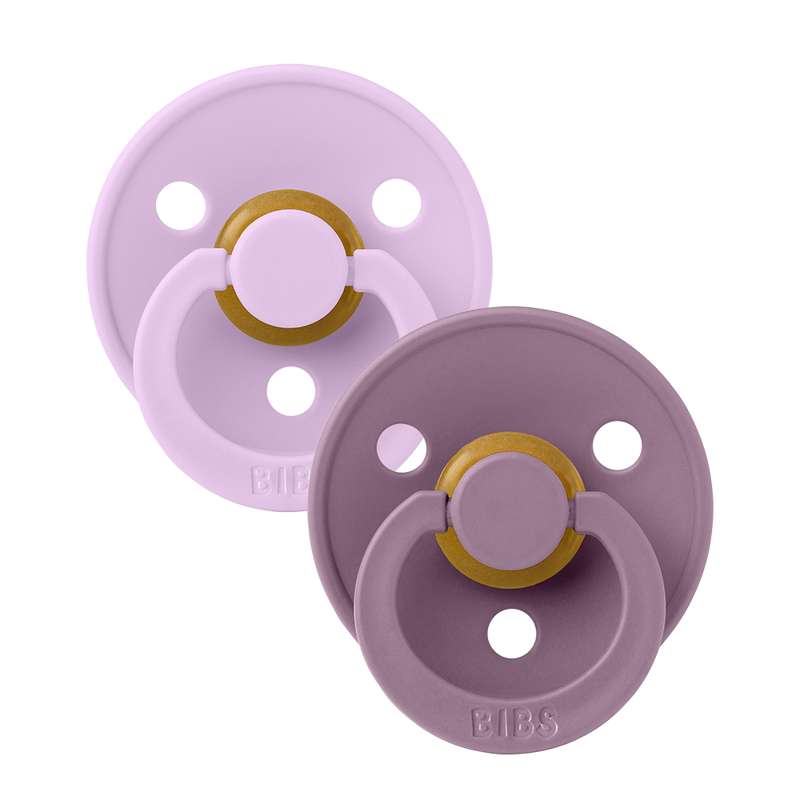 BIBS Sucette Symétrique Colour - Lot de 2 - Taille 2 - Caoutchouc naturel - Violet Sky/Mauve