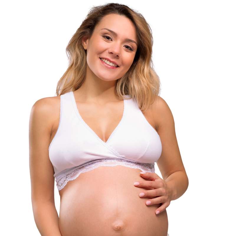 Carriwell Nouvelle Maman Soutien-gorge d'allaitement croisé biologique - Dentelle (Blanc)