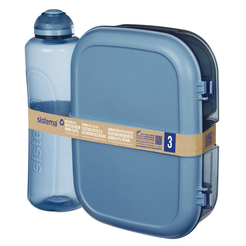 Sistema Ocean Bound Lunchbox en Drinkfles - Ribbon Lunch To Go - 1.1L - Mountain Blue