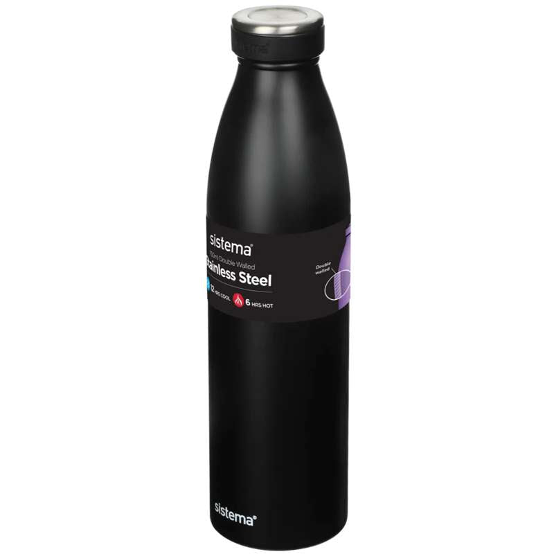 Système de bouteille thermique - Acier inoxydable - 750ml - Noir
