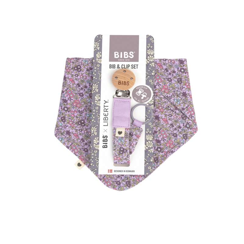 
Accessoires BIBS - Bavoir bandana et attache-sucette - Liberty - Chamomile Lawn/Violet Sky