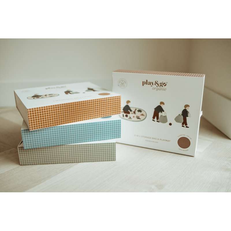 Play & Go Play & Go 2-en-1 Tapis de rangement/Tapis de jeu - Organic Grid - Bleu